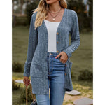 MODA Lang strikket cardigan med V-udskæring og knapper