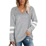MODA sort v-hals stribet dame langærmet t shirt