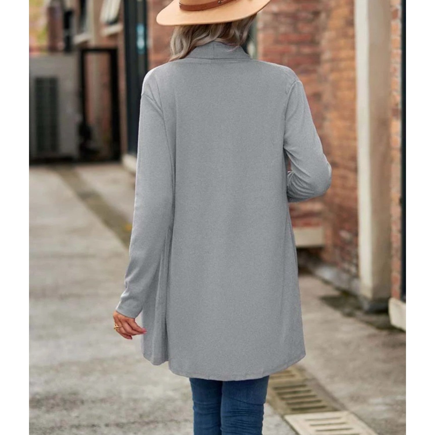 MODA Plus size løs lang cardigan med lange ærmer