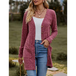 MODA Lang strikket cardigan med V-udskæring og knapper