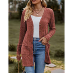 MODA Lang strikket cardigan med V-udskæring og knapper