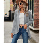 MODA Plus size løs lang cardigan med lange ærmer