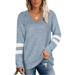 MODA sort v-hals stribet dame langærmet t shirt