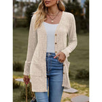 MODA Lang strikket cardigan med V-udskæring og knapper