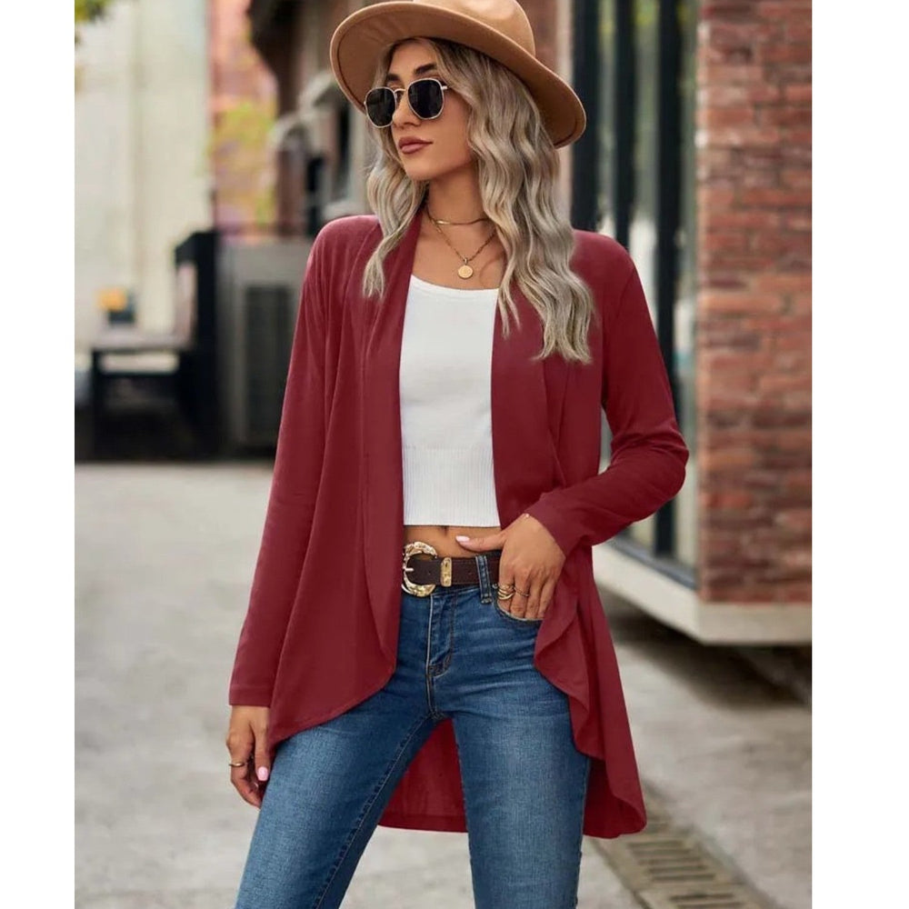 MODA Plus size løs lang cardigan med lange ærmer