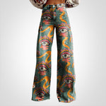 Lotte | Vintage Print Casual Brede Ben Bukser