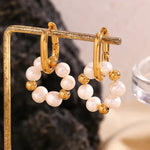 Pearlina - Golden Creoles med Perlenakzente