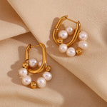 Pearlina - Golden Creoles med Perlenakzente