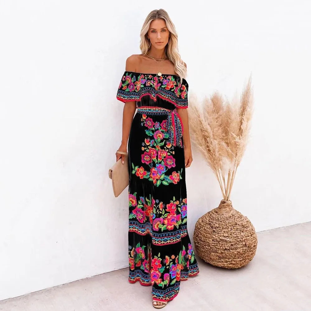 Kvinders Elegant Lang Bohemian Sommer Kjole
