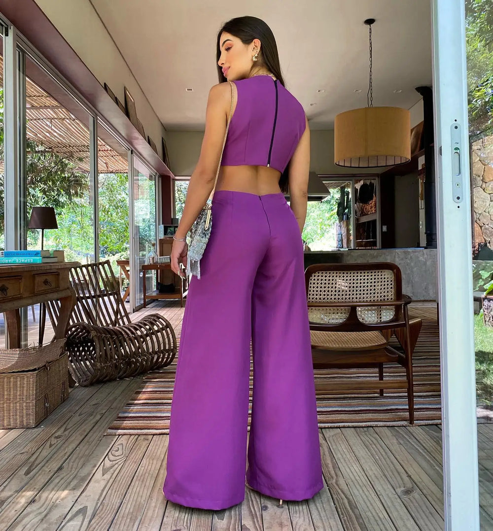 Elinor -Elegant jumpsuit i ét stykke med brede ben
