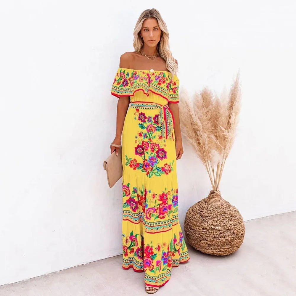 Kvinders Elegant Lang Bohemian Sommer Kjole