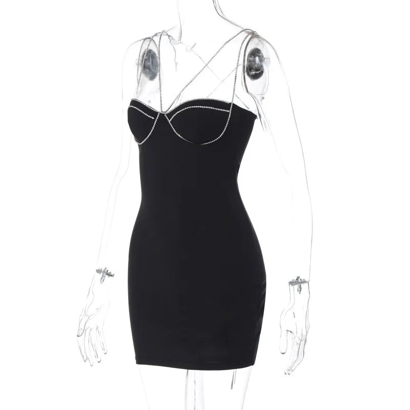 Valentina - Elegant bodycon kjole med rhinestone stropper