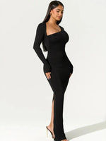 Asymmetrisk Lang Kjole | Elegant & Figursyet | Moderne Design