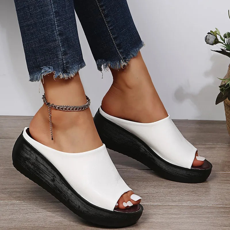 Bianca - Elegante Ledersandalen mit Plateau