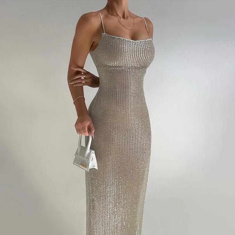 Glamourøs Pailletkjole med Stropper | Polyester | Elegant & Festlig