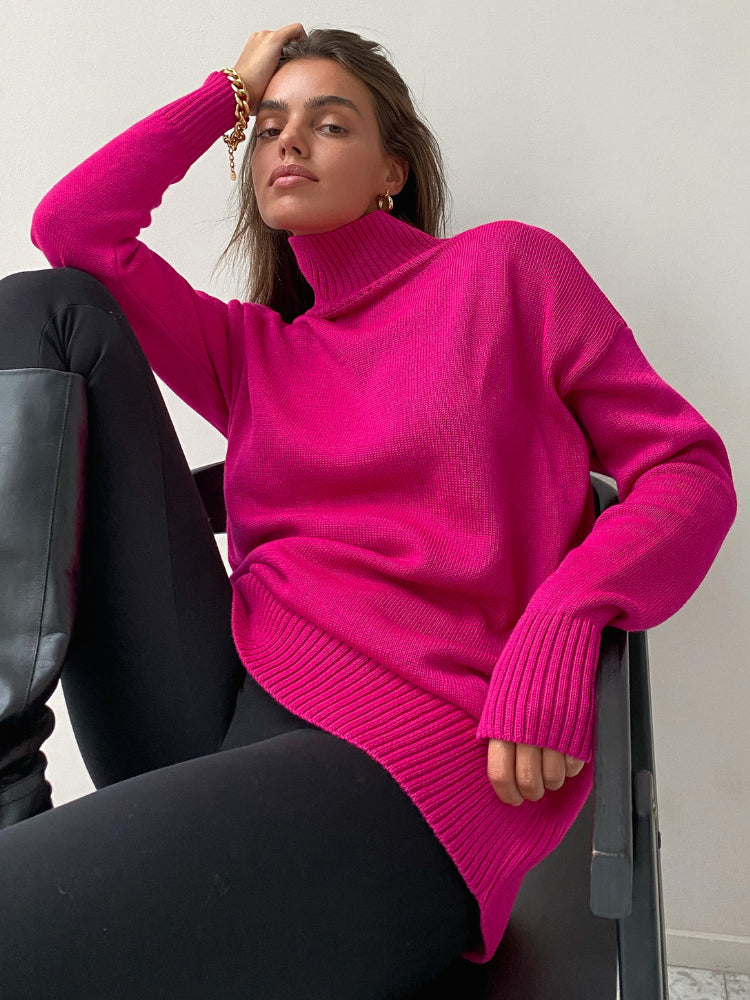 Strikket rullekravesweater til kvinder