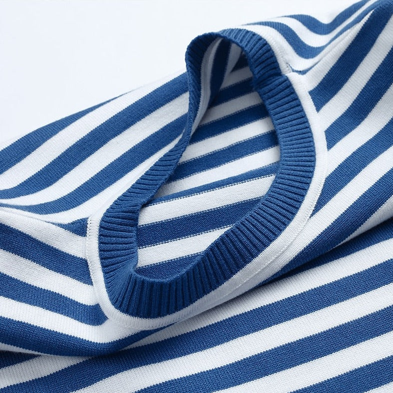 Dame Langærmet T-shirt - Stribet - Rund Hals - Afslappet Pasform - Åndbar Bomuld