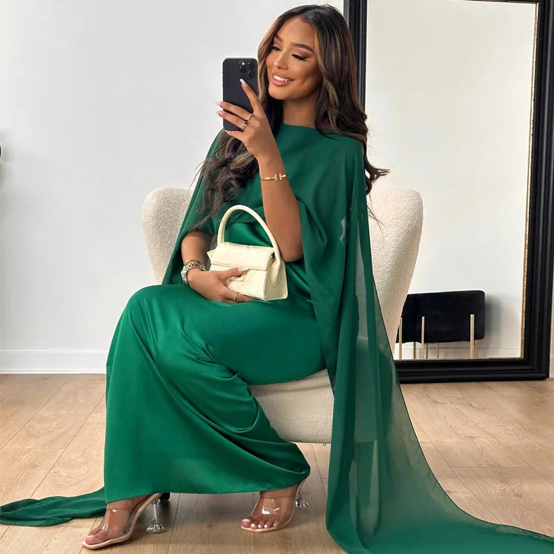 Jennifer - Elegant cape maxi kjole