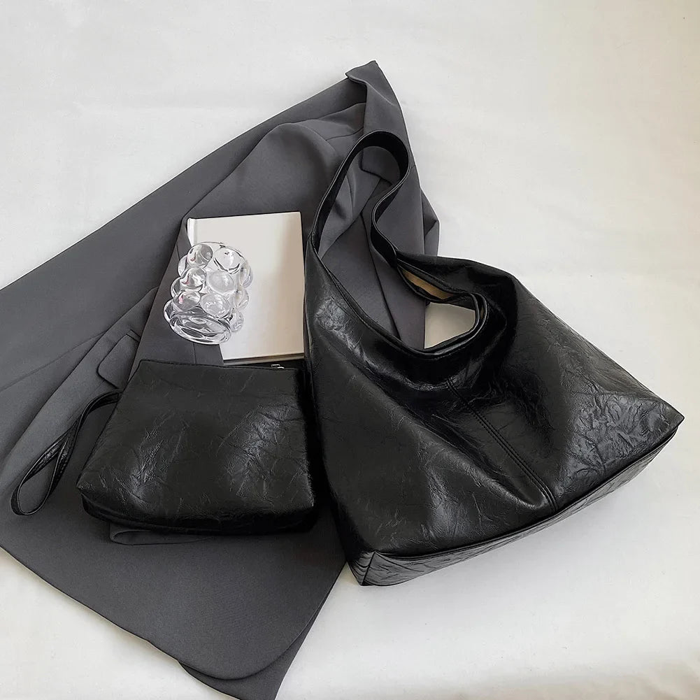 Kath Vintage PU-skuldertaske i læder