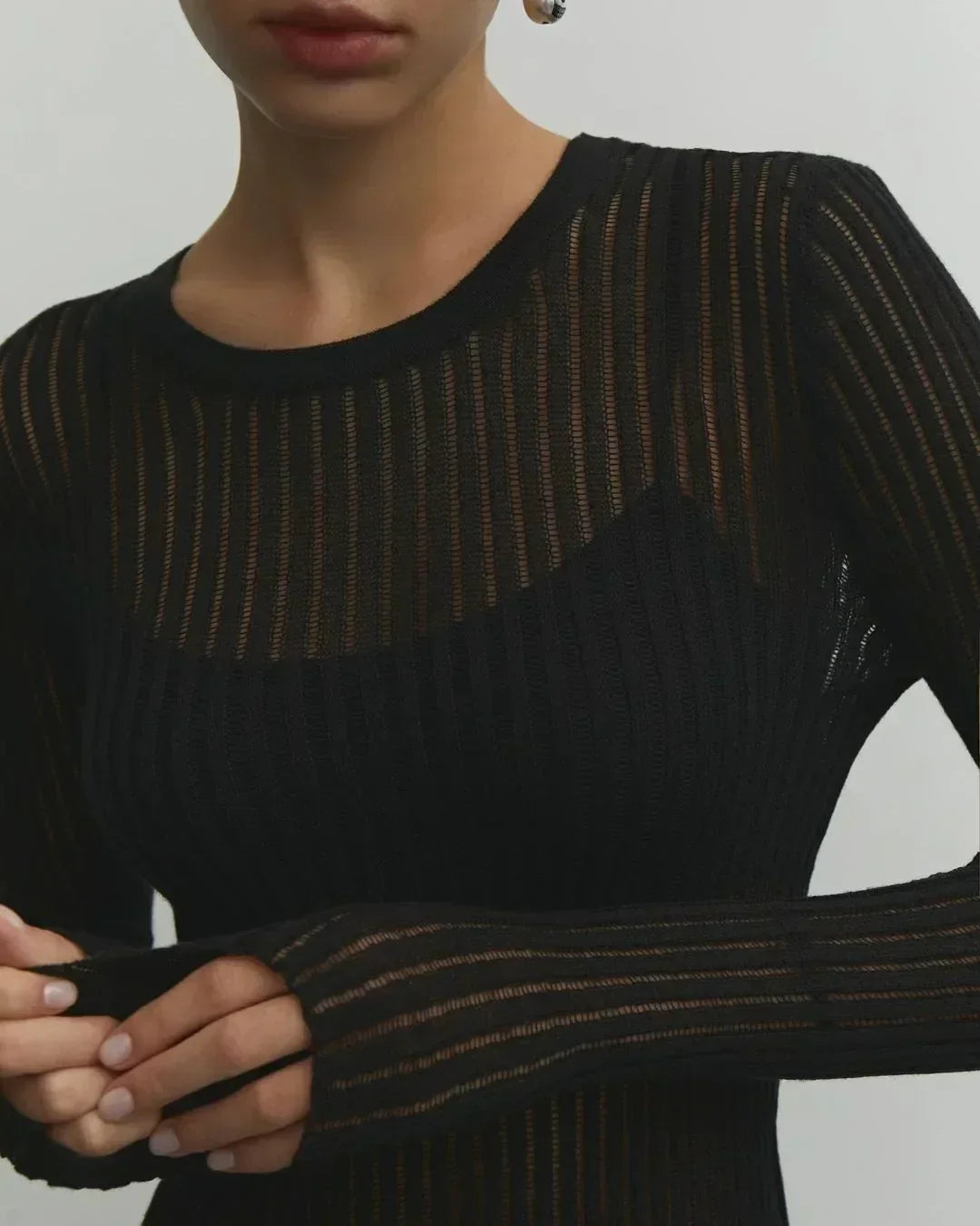 Transparent Langærmet Stribet T-shirt til damer - Leila