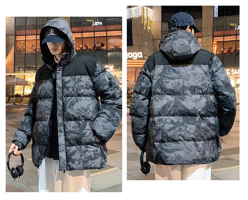 Pufferjakke i camouflage til mænd