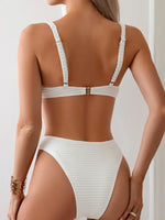 Push up-bh med solid ring og højtaljet bikinisæt - Arya