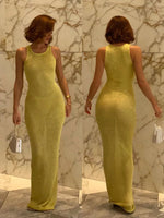 Lang Stram Aftenkjole | Skinnende Detaljer | Elegant Silhuet