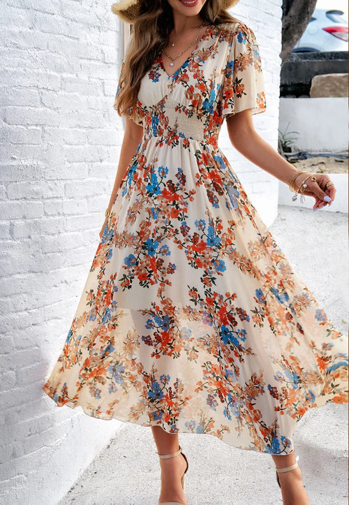 Mary - Modekjole med blomsterprint