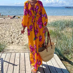 Sabrina - maxi kjole kaftan med blomstermønster