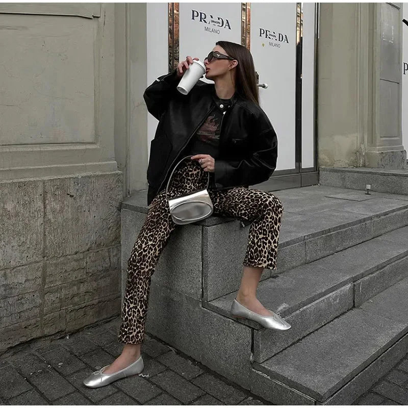 Leila - Leopardprint jeans