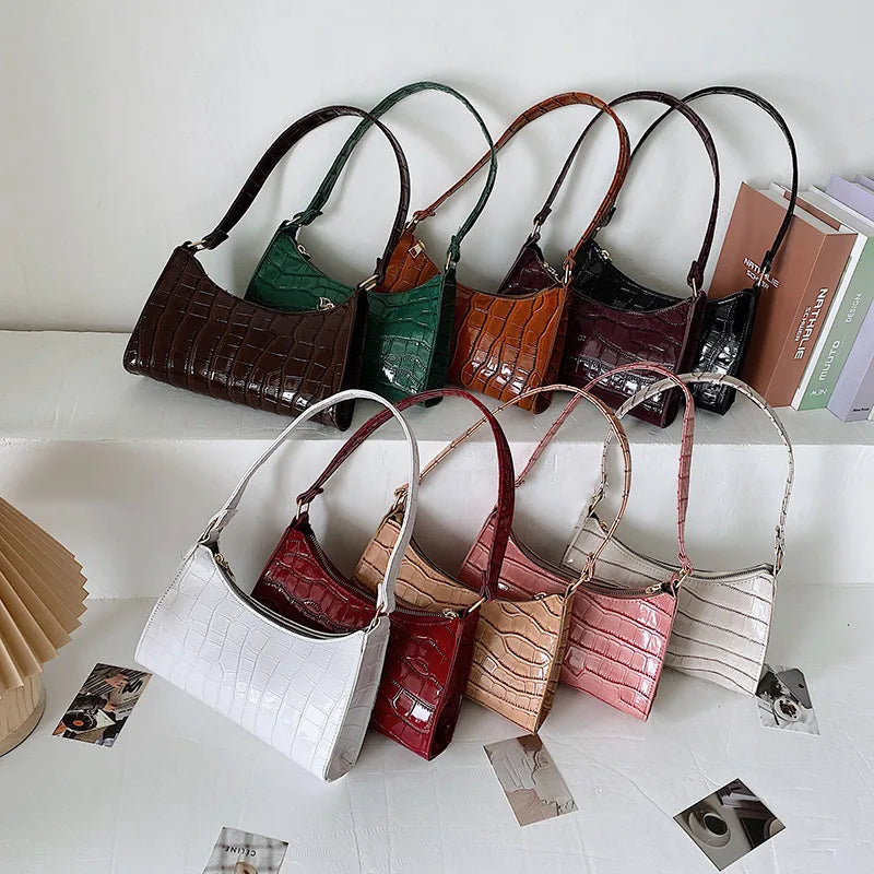 Sophi Retro Alligator Mønster Håndtaske