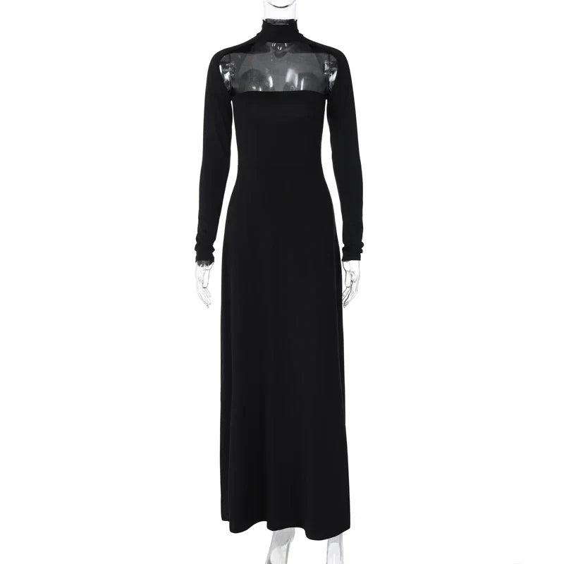 Mia - Off-the-shoulder maxikjole med tætsiddende ærmer