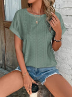 Ensfarvet strikket pullover-top