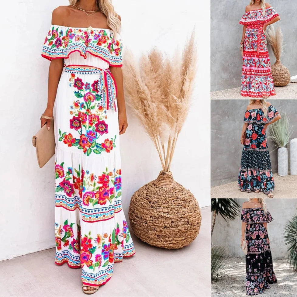 Kvinders Elegant Lang Bohemian Sommer Kjole
