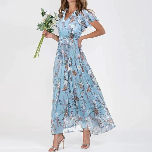 Victoria - Lang sommerkjole med blomstermønster