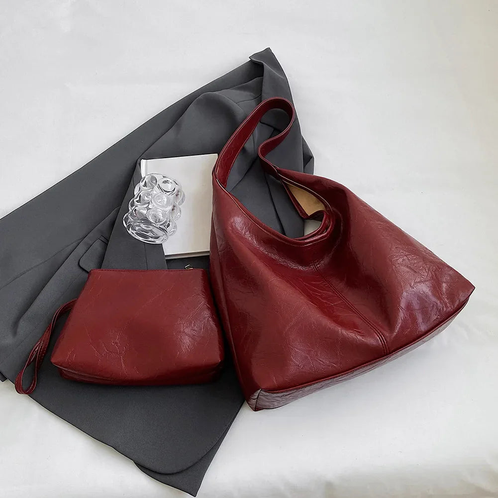 Kath Vintage PU-skuldertaske i læder