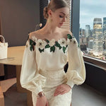 Satinbluse Elegant broderet skjorte - Juniper