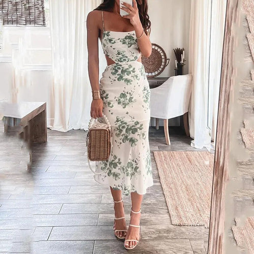 Delilah - Blomstret Cami Kjole med Midi Længde