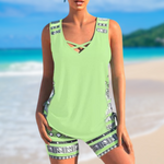 Eleanor - Tankini med V-hals med geometrisk tryk