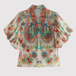 Amara - paisley bluse med pufærmer