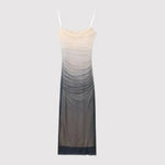 Adriana - Elegant midikjole i mesh med spaghettistropper
