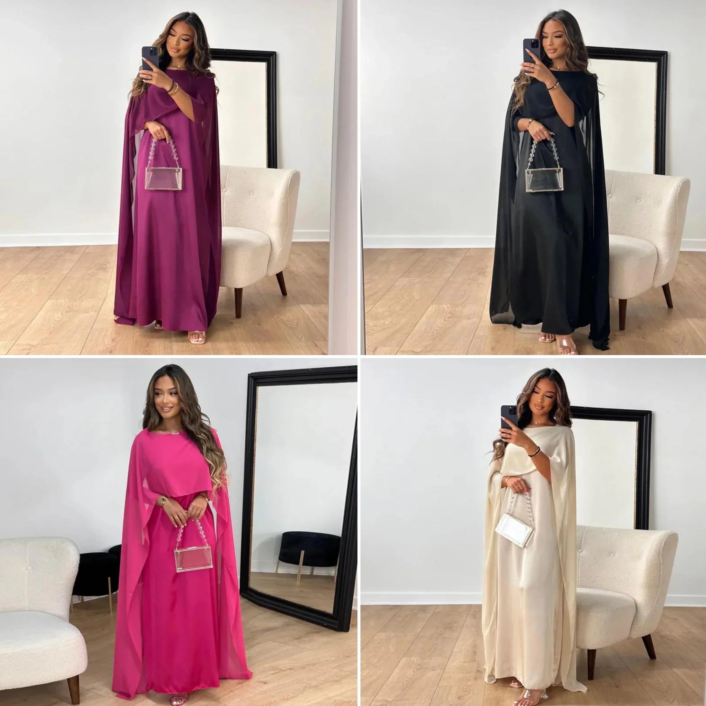 Jennifer - Elegant cape maxi kjole