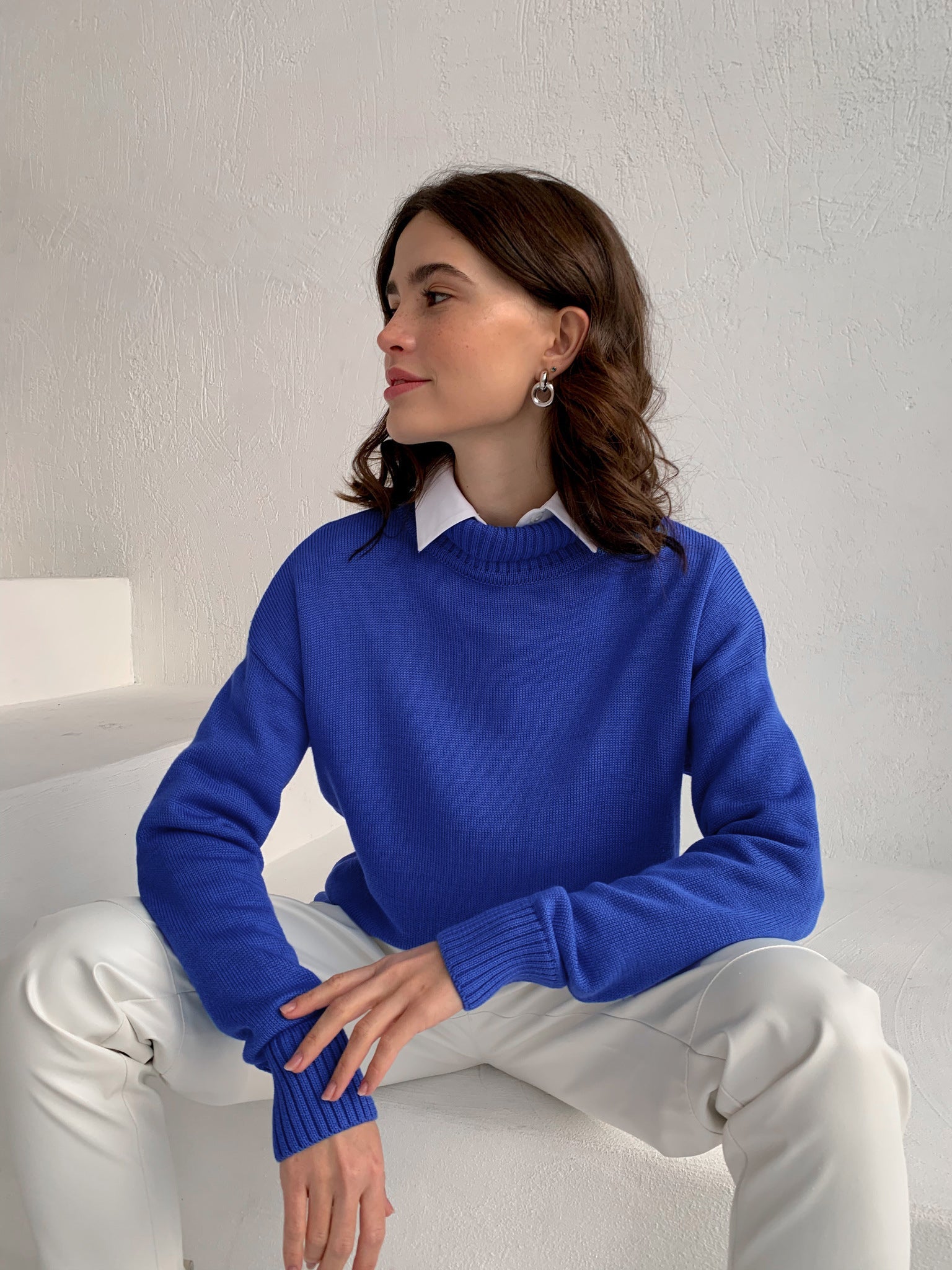 Strikket rullekravesweater til kvinder
