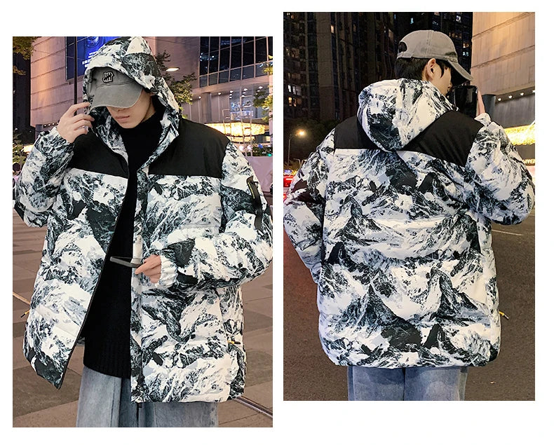 Pufferjakke i camouflage til mænd