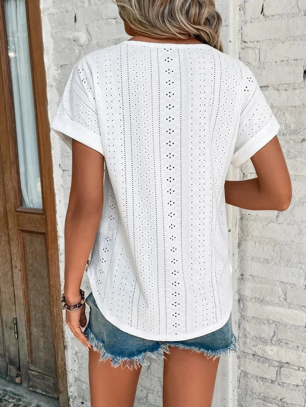 Ensfarvet strikket pullover-top