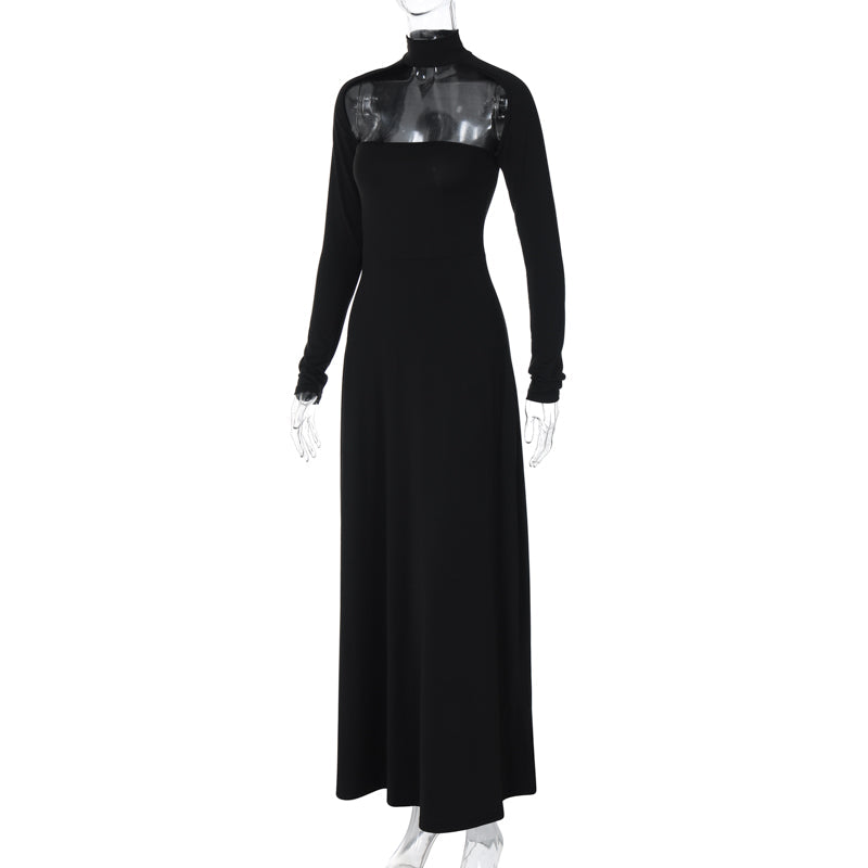 Mia - Off-the-shoulder maxikjole med tætsiddende ærmer