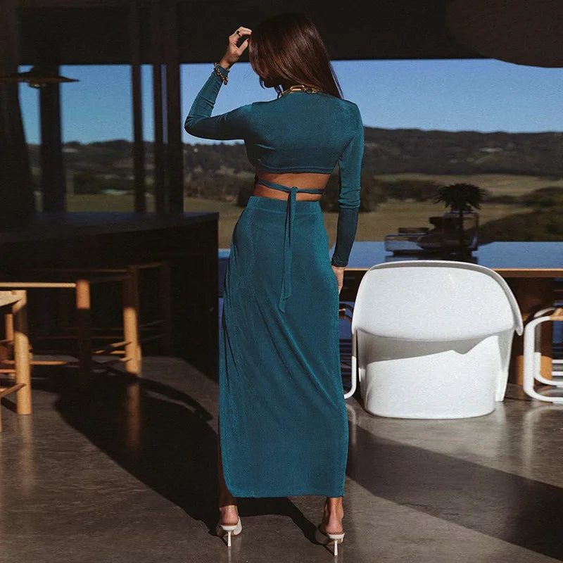 Ariana - Stilfuld crop top og asymmetrisk nederdelsæt