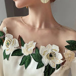 Satinbluse Elegant broderet skjorte - Juniper
