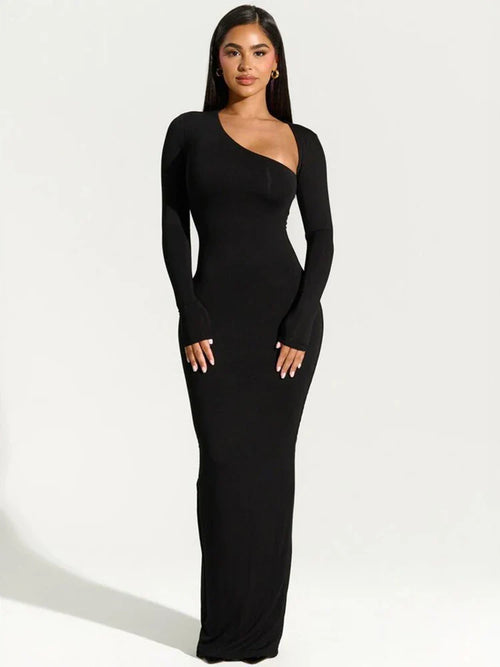 Asymmetrisk Lang Kjole | Elegant & Figursyet | Moderne Design