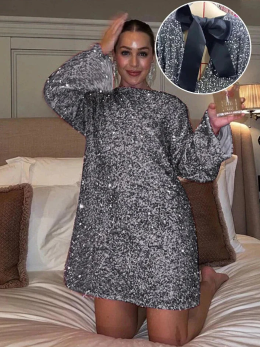 Paliet Kjole med Lange Ærmer | Glitrende & Elegant | Perfekt til Fest